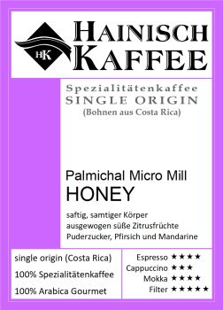 Etikett-Auszug Costa Rica Palmichal Honey Kaffee