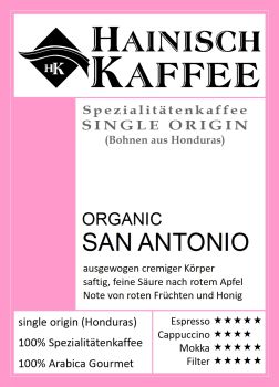 Etikett Organic Honduras San Antonio Kaffee