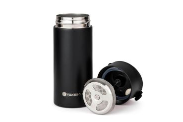Einzelteile der Reise French-Press 2Go mit Thermo Funktion | 2in1 Thermobecher für den Kaffee unterwegs