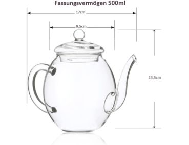 Abmessungen der Creano Glas Teekanne