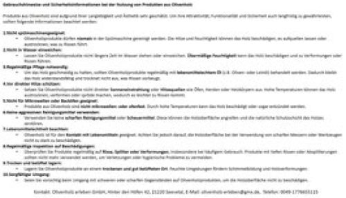 Pflegeanleitung für Olivenholz