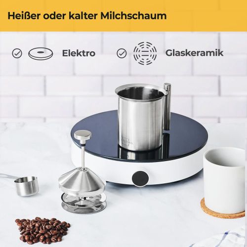 Manueller Milchaufschäumer - Edelstahl - 400ml - ohne Plastik