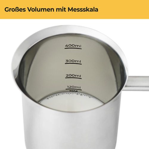 Manueller Milchaufschäumer - Edelstahl - 400ml - ohne Plastik